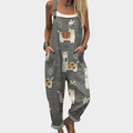 Irene | Comfortabele Grijze Kunst Jumpsuit