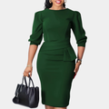 Adele | Sculpted Peplum Midi Jurk