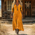 Dolores | Vintage Gele Lange Mouwen Jurk