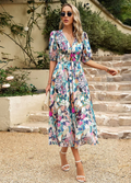 Estella | Flatterende Bloemen Midi Jurk