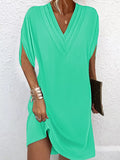 Emery | V-Hals Slit Mouw Mini Jurk