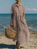 Fionna | Casual Knopen Mid Sleeve Jurk