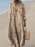 Amalia | Vintage Mooie Bloemen Kunstafdruk Jurk