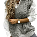 Cora | Gezellige Kabelgebreide V-Hals Sweater Vest