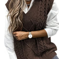 Cora | Gezellige Kabelgebreide V-Hals Sweater Vest
