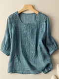Susannah | Geborduurde Blouse met Ronde Hals