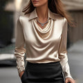 Merlina | Elegante Blouse met Gedrapeerde Halslijn van Satijn