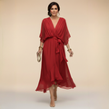 Abigail | Stijlvolle Chiffon V-Hals Jurk