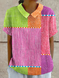 Jessica | Stijlvol Kleurrijk Patchwork Shirt