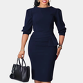 Adele | Sculpted Peplum Midi Jurk