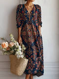Alessia | Everyday Retro Bloemen Lange Mouwen Jurk