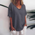 Megan | Verfijnde V-Hals Korte Mouwen Blouse
