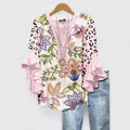 Althea | Elegante Ruffle Mouw Bloemen Blouse