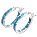 Vicki | Elegante blauwe Vuur Opal Hoepel Oorbellen