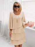 Catherine | Elegante Mid Sleeve Ruffle Jurk