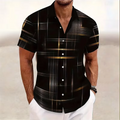 Gerald | Modern Lijn-Print Korte Mouwen Shirt