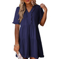 Shiela | Casual V-Hals Mini Jurk