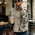 Marguerite | Staande Kraag Houndstooth Jas