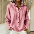 Freya | Gewatteerde Knopen Cardigan met Kap