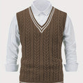 Gideon | Kabelgebreide V-Hals Sweater Vest