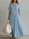 Eleanor | Geplooide Vloeiende Maxi Jurk
