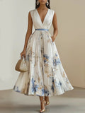 Betty | Elegante Mouwloze Lange V-Hals Jurk