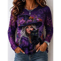 Herfst | Halloween Heks Grafisch Langsleeve T-shirt