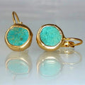 Denise | Elegante Gouden en Turquoise Steen Oorbellen