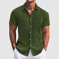 Maxwell | Textured Korte Mouwen Knop Shirt
