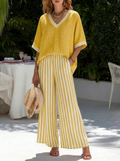 Beverly | Stijlvolle V-hals en Streep Broek Set