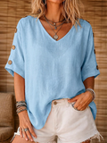 Rosanna | Ontspannen Blouse met Knopenmouwen