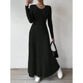 Willa | Geribbelde Maxi-jurk met Lange Mouwen