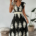 Rosalie | Barokprint V-Hals Maxi Jurk
