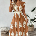 Rosalie | Barokprint V-Hals Maxi Jurk