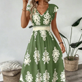 Rosalie | Barokprint V-Hals Maxi Jurk