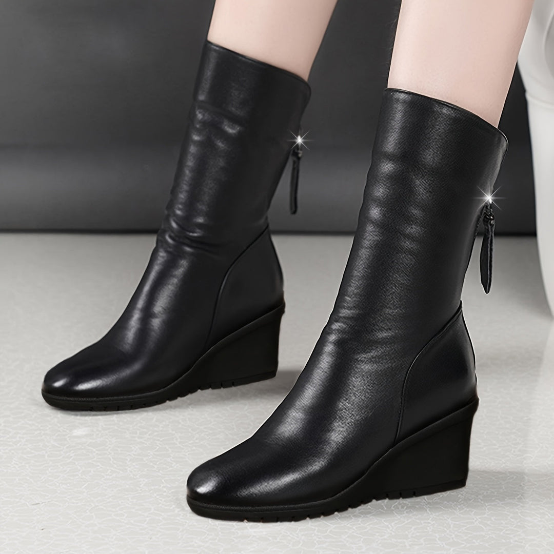 Verity | Strakke Wedge Mid-Calf Boots