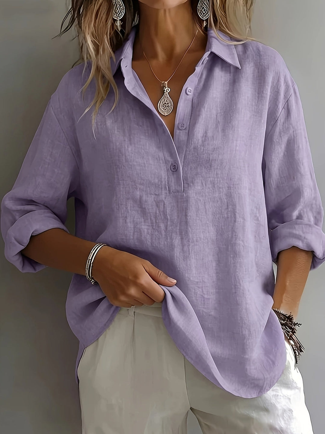 Freya | Ontspannen Blouse met Kraag