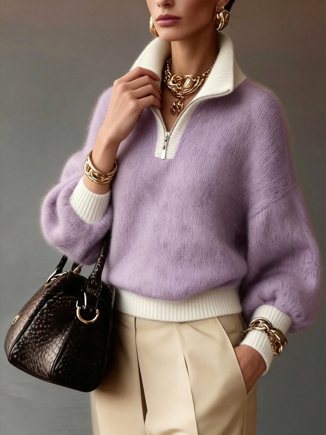 Cecily | Ontspannen Half-Zip Trui