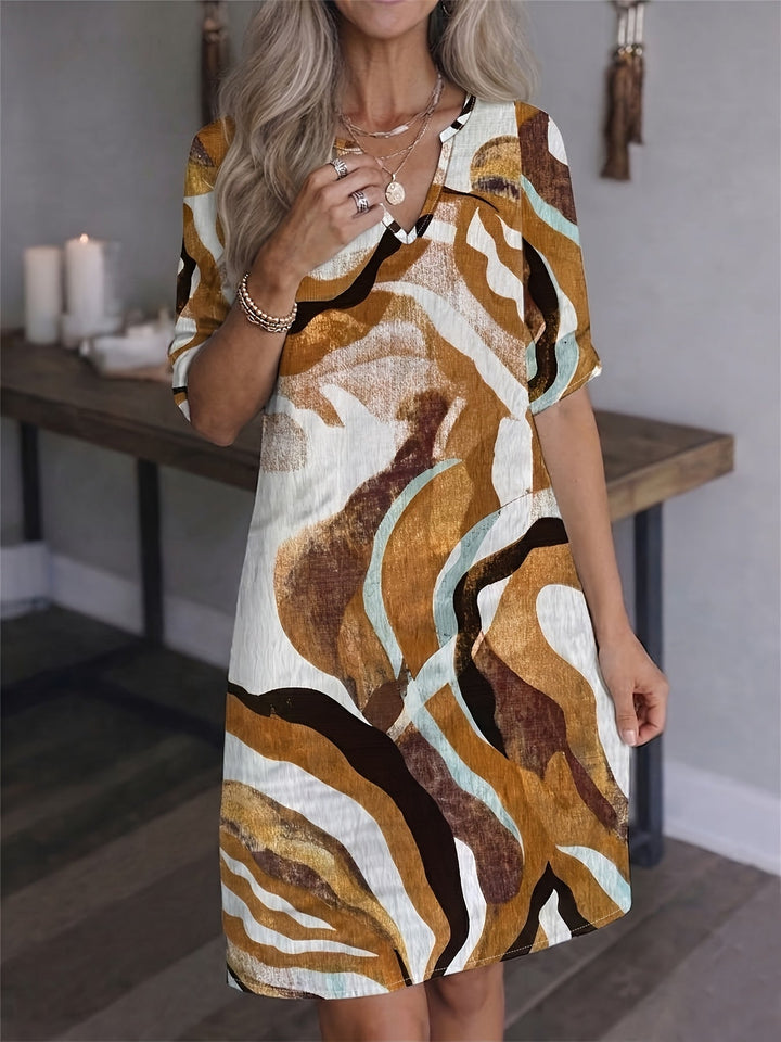 Ramona | Kunstzinnige Print Shift Jurk