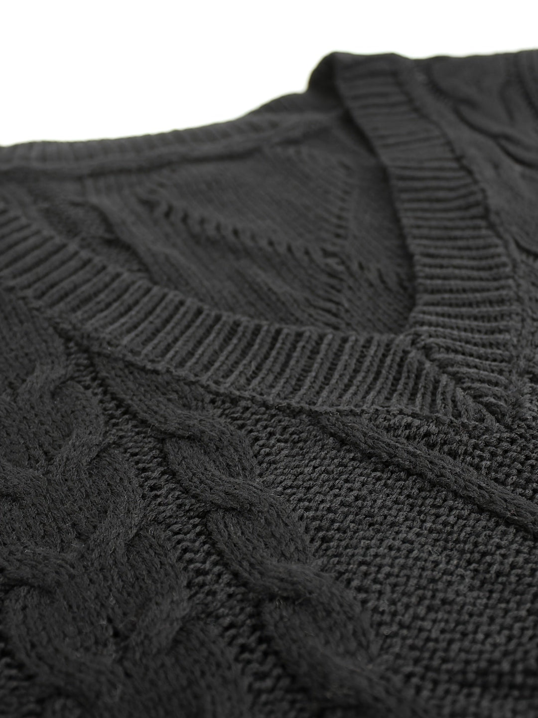 Cora | Gezellige Kabelgebreide V-Hals Sweater Vest