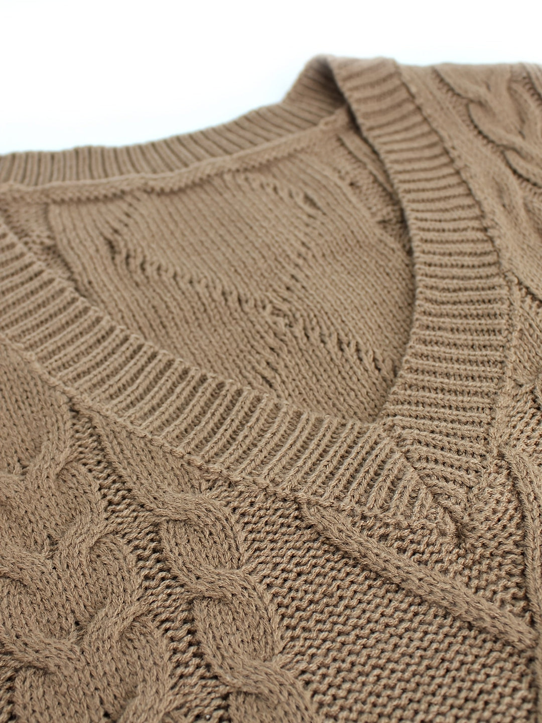 Cora | Gezellige Kabelgebreide V-Hals Sweater Vest