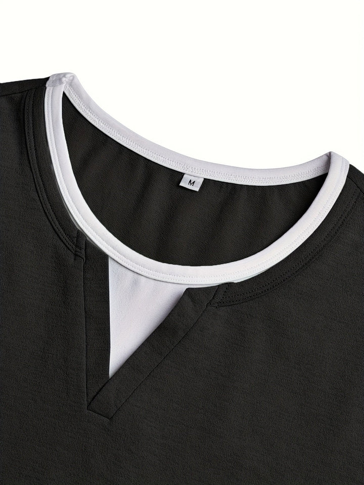 Nathan | Verfijnde Notch-Neck Henley Shirt