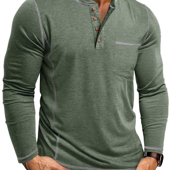 Reuben | Contrast-Stitch Lange Mouwen Henley