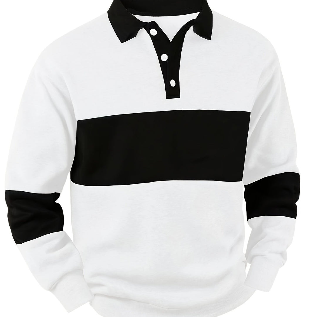Grayson | Kleur-Block Lange Mouw Polo Shirt