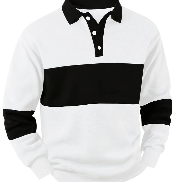 Grayson | Kleur-Block Lange Mouw Polo Shirt