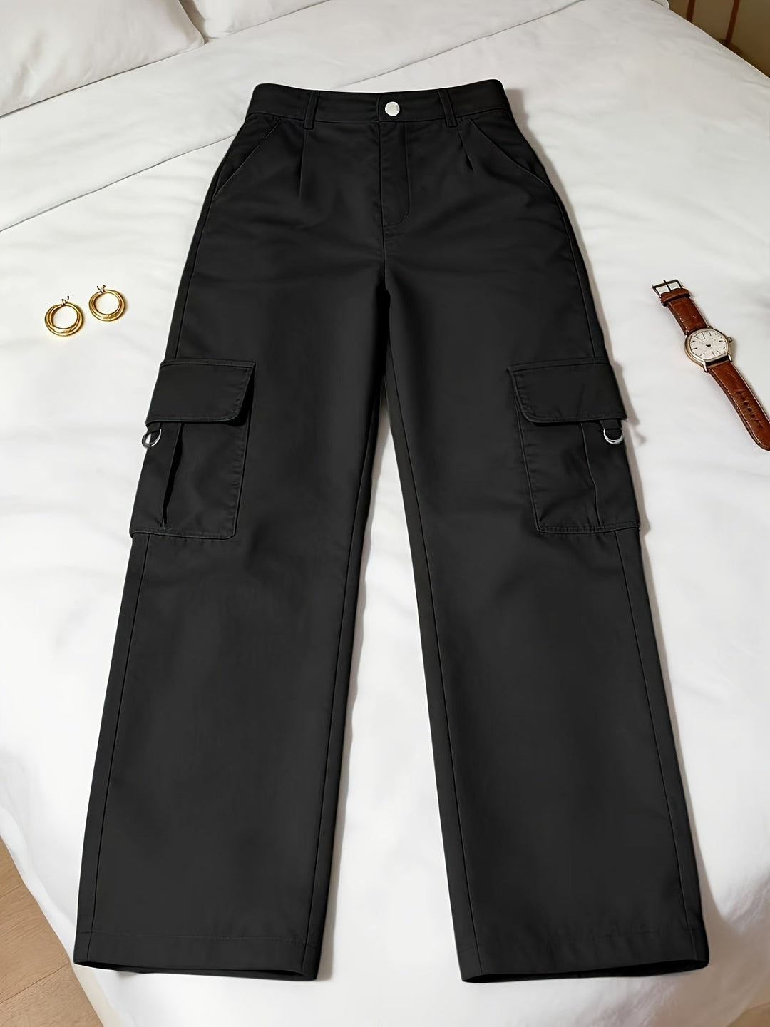 Bonnie | Hoge Taille Wijde Cargo Broek