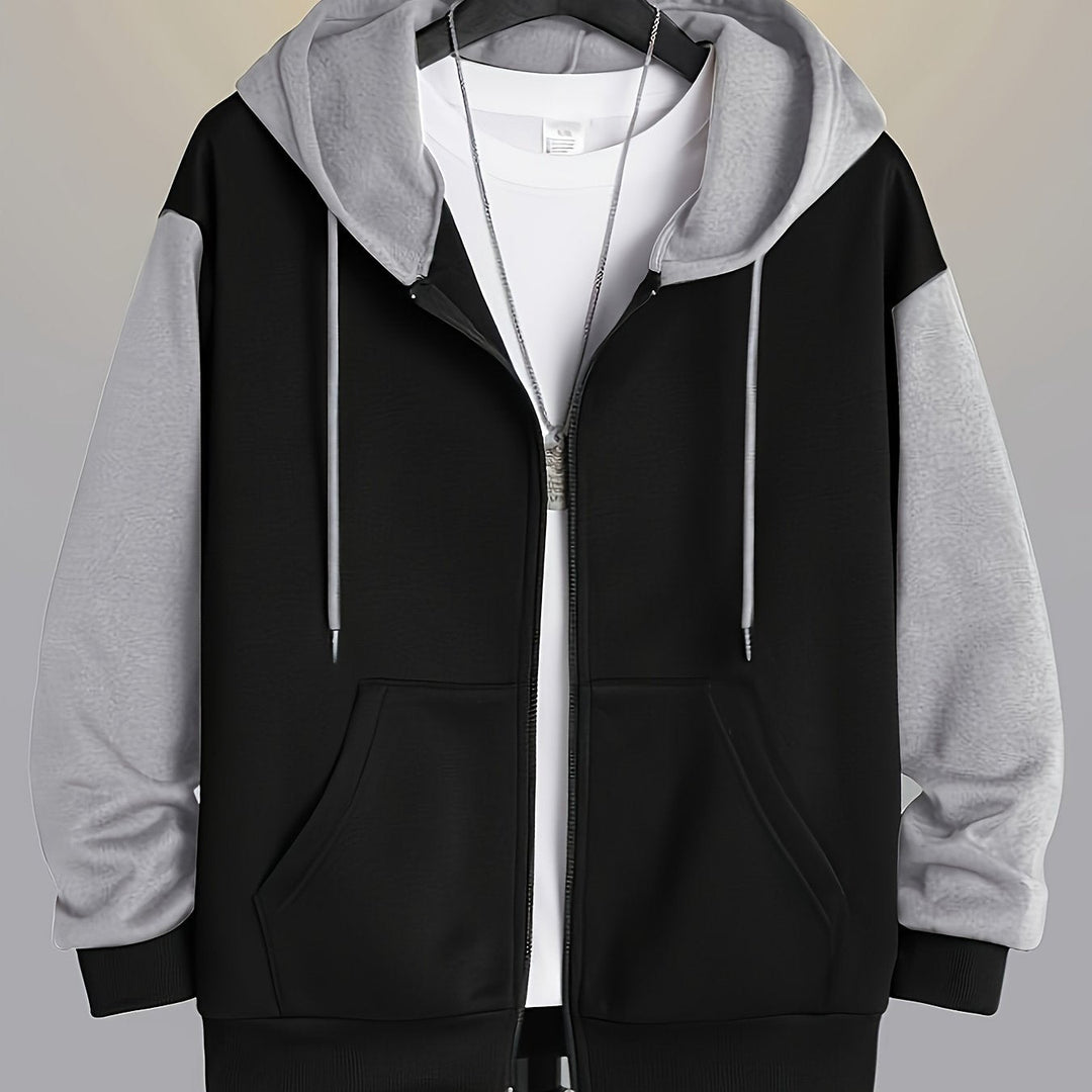 Cedric | Kleurblok Zip-Up Hoodie