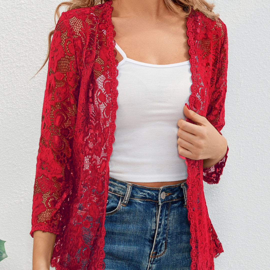 Cassandra | Bloemrijke Opengewerkte Cardigan