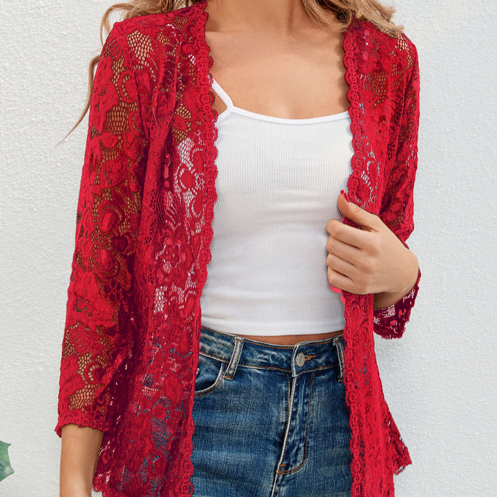 Cassandra | Bloemrijke Opengewerkte Cardigan