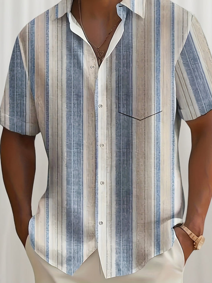 Gregory | Ontspannen Gestreepte Korte Mouwen Shirt